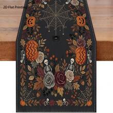 Halloween Table Runner, Buffalo Plaid Border Witch Haunted House Pumpkin Bat Moon Print Table Runner, Holiday Party Dining Table Decor For Halloween Home Kitchen Decoration - 180 X 30 cm - View 12
