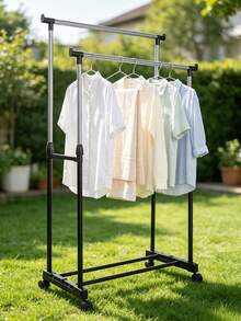 Adjustable And Retractable Floor-Standing Drying Rack (Available In Single- Or Double-Pole Versions); Features Swivel Casters For Mobility-Suitable For Indoor Use, Balconies, Or Bedrooms As A Garment Rack. - Standard Version - View 5