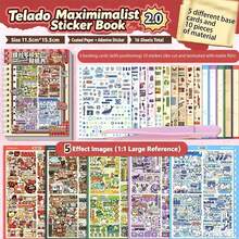 49 Sheets/Book Sticker Book, Including 29 Material Stickers And 20 Scene Cards. Sunny Town Landscape Miniature Scenes Can Be Used For Model Scenes And Mini Houses, Suitable As Birthday Or New Year Gifts, Christmas Holiday Gifts - B - View 15