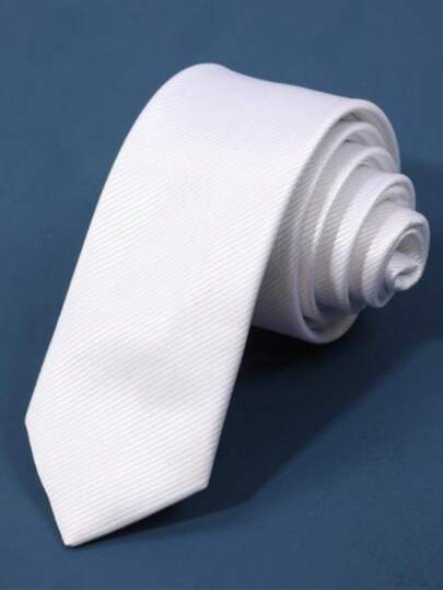 1pc Men's Solid Color Textured Diagonal Stripe Tie