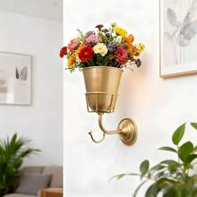 1pc Wall Hanging Flower Pot With Hook, Artificial Flower Wall Decor, Dried Flower Storage Rack, Wreath Wall Mount Bracket, Suitable For Dried Flowers And Artificial Flowers, Wall Entryway Porch Housewarming Christmas Gift - Wall-mounted Planter - View 4
