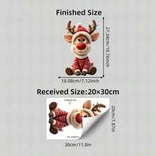 Xmas Window Decor 1/3Pcs Cute Teddy Bear Snowman Reindeer Static Window Stickers, Knit Hat Scarf Design, Reusable No Adhesive Glass Decals, Home Store Holiday Display Decor Gift - Multicolor - View 15