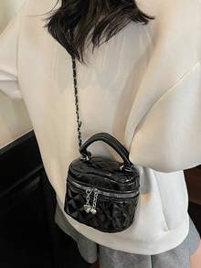 Dedoo 新款時尚經典多功能PU防水布料絎縫女款手提包，禮品 - 黑色 - 查看 8