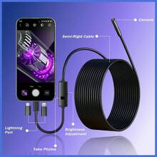 8mm Endoscope, 1920P HD Industrial Inspection Camera With Light | Snake Camera Compatible With IPad And Android, 16.4ft Flexible Cable, IP67 Waterproof, Suitable For Car HVAC Repair, Men's Tools - Universal Mobile Phone Model - View 1