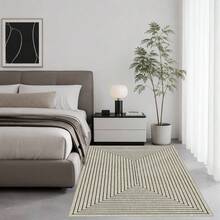 Latte&Fog Alfombras de 153 x 215 cm para Sala de Estar y Dormitorio,Moderna Abstracta Lavable, de Pelo bajo Antideslizante Estilo Boho para Sala de Estar, Oficina, Dormitorio(Negro 5x7ft) - Beis - Ver 3