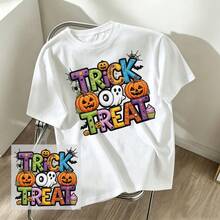 Large 25cm DIY DTF Heat Transfer Iron-On Patch, Clothing Decoration, 2D Embroidery-Style Halloween Pumpkin Pattern, Can Be Ironed And Applied To T-Shirts, Sweatshirts, Canvas Bags, Fun Print For Personalized Outfit, Suitable For Creative Handmade DIY - 25cm/9.85in - View 3