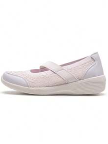 Skechers Women's Mary Jane Elastic Strap Wedge Comfort Walking Shoes Loafers - Mauve Purple - View 1
