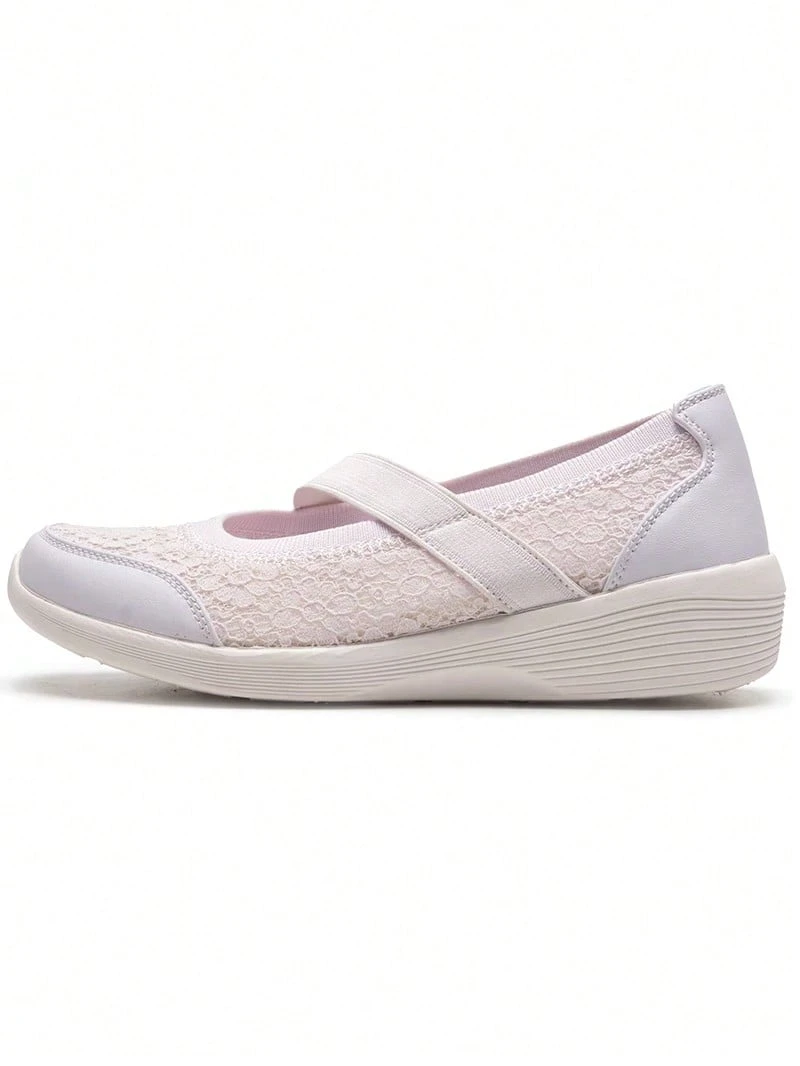 Skechers Women's Mary Jane Elastic Strap Wedge Comfort Walking Shoes Loafers - Mauve Purple - View 1