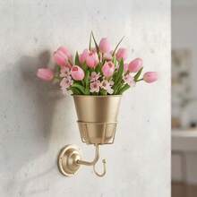 1pc Wall Hanging Flower Pot With Hook, Artificial Flower Wall Decor, Dried Flower Storage Rack, Wreath Wall Mount Bracket, Suitable For Dried Flowers And Artificial Flowers, Wall Entryway Porch Housewarming Christmas Gift - Wall-mounted Planter - View 5