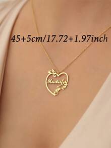 1 pièce [Personnalisé] Collier en acier inoxydable doré avec cœur de vigne et nom personnalisé, Collier personnalisé de cœur de vigne privé, Collier pour femmes, Cadeau de bijoux, Cadeau de bijoux personnalisé, Cadeau de vacances, Cadeau d'anniversaire, Cadeau parfait, Noël, Cadeau d'Halloween - Multicolore 3 - Voir 8