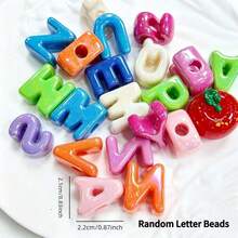 30/50pcs Acrylic Random A-Z Bold Letter And Number Beads, Mixed Color Loose Beads For Jewelry Making, DIY Friendship Bracelets, Necklaces, Bag Charms, Keychain Crafting, Personalized Gifts, Adult Handmade Materials - Multicolor - View 21