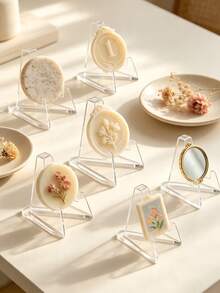 20pcs Acrylic Card Display Stands, Transparent Card Holders, Mini Card Holders, Suitable For Sports Cards, Trading Cards, Graded Cards, Transparent Plastic Card Clips, Paper Mini Bases, Suitable For Table Numbers, Commercial Price Tags, Menu Labels, Party And Wedding Guests - Stand - View 5