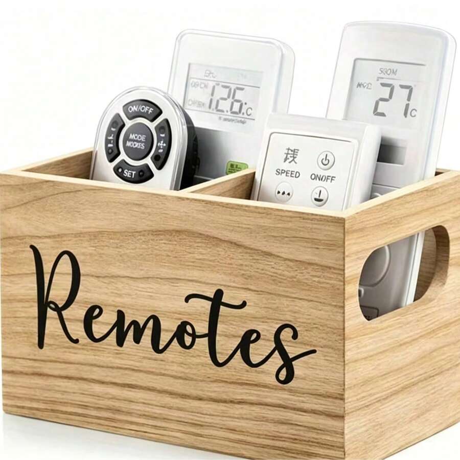 2-Compartment Storage Box - Suitable For Remote Control, Glasses, Watch And Stationery Storage - Applicable For Living Room, Bedroom, Office, Etc., Remote Control Storage Box, Open Storage Box, Home Storage - Mocha Brown - View 1