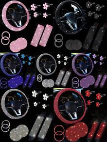 Hiny 11pcs Artificial Rhinestone Car Interior Decor Set, Fashionable All-Season Car Accessories, Car Decoration, Interior Embellishment, Sparkling Accents, Rhinestone Design, Handmade Decoration, High Gloss Surface, Decorative Items - 11PCS - View 12
