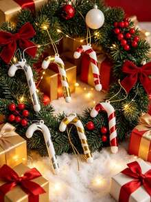 3pcs Christmas Twisted Candy Cane Hanging Ornaments, Multicolor Christmas Tree Decorations, Home Christmas Party Decor - A - View 9