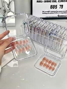 26/20/16/10/5pcs Transparent Nail Art Storage Box, Fake Nail Storage Box, Nail Tip Storage Box, Nail Art Display Box, Artificial Nail Storage Box, Nail Art Tool Storage Box, Travel Storage Box, Desktop Storage Box, Vanity Accessories, Jewelry Box, Cosmetic Storage Box - Multicolor - View 1