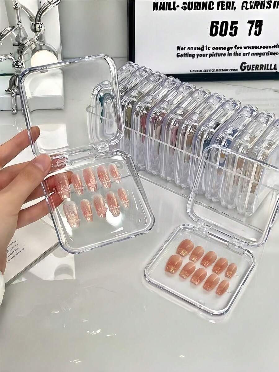 26/20/16/10/5pcs Transparent Nail Art Storage Box, Fake Nail Storage Box, Nail Tip Storage Box, Nail Art Display Box, Artificial Nail Storage Box, Nail Art Tool Storage Box, Travel Storage Box, Desktop Storage Box, Vanity Accessories, Jewelry Box, Cosmetic Storage Box - Multicolor - View 1