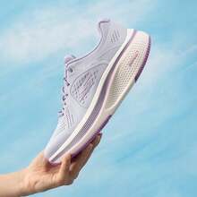 Skechers Women's ELEVATE Thick-Soled Cushioned Lightweight Casual Running Shoes - Gray Purple - View 6
