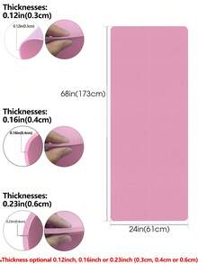 173cm*61cm EVA Yoga Mat, Solid Color Pilates Exercise Mat, Suitable For Yoga, Pilates, Plank, Fitness, Gymnastics, Workout, Gym, Home Training. Perfect Gift For Mother's Day, Birthday, Folded Shipping, May Have Slight Creases. - Pink - View 2