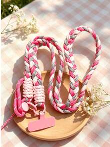 New Cute Colorful Dream Magic Hat Coin Purse With 6-Strand Braided Phone Lanyard, Adjustable Crossbody Anti-Loss Outdoor Accessory - Pink Grey Rose - View 3