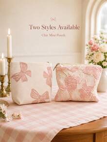 1pc Cute Floral Embroidered Zipper Makeup Bag, Soft Fabric Mini Coin Purse, Portable Cosmetic Storage Bag, Suitable For Lipstick, Earrings And Daily Small Items - Multiple Styles - View 11