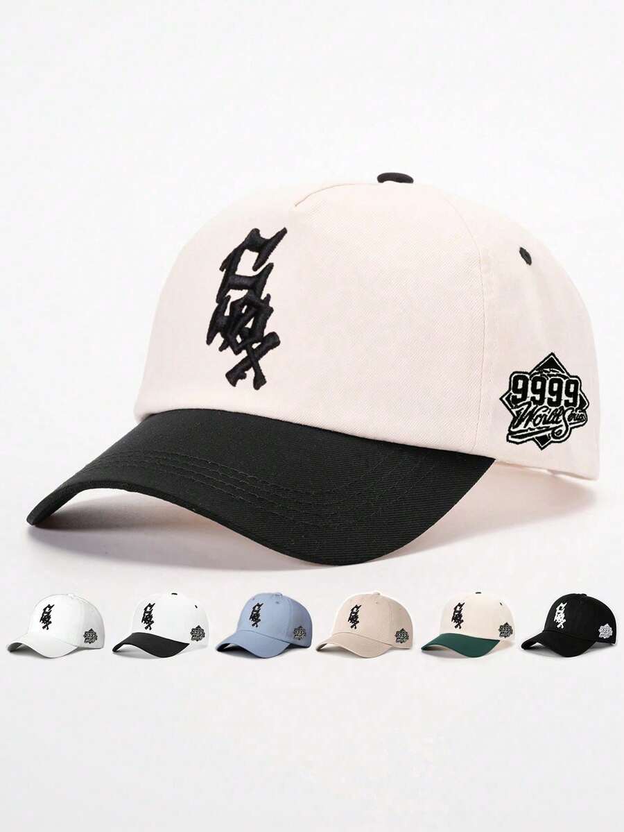 1件裝男士刺繡創意字母側邊刺繡 9999 棒球帽 戶外運動卡車司機帽 可調節 防曬休閒網帽 適合春秋旅行海灘派對 - 彩色 - 查看 1