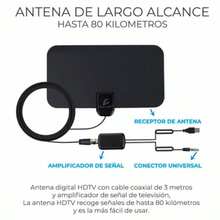 Antena de TV Digital HD 1080P Receptor de Señal de Alta Definición - Negro - Ver 7