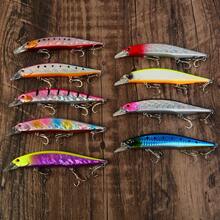 9pcs Floating Long Tongue Minnow Lure Set, Deep Diving Reflective Hard Baits, Long Casting Fishing Lures For Sea Bass And Amur Carp - Multicolor - View 1
