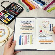LAMYA Embroidery Stitch Book Kit For Adults & DIY Craft Enthusiasts, Portable Embroidery Kit For Beginners, Includes Guide To 106 Patterns With Tools & Tutorials And 86-Piece Sewing Tool Set (1 Kit) - DIY Sewing Kit 599 - View 7