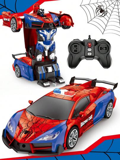 1 pieza Nuevo coche de control remoto transformable en araña, coche robot transformable de control remoto 2 en 1, coche de control remoto con derrape, coche de control remoto araña, coche de policía transformable de control remoto para niños, vehículo robot giratorio de 360 grados, cambio de modo con un solo botón, coche de control remoto antiinterferencias 2.4G, coche de policía transformable de control remoto a escala 1:18, coche deportivo, adecuado para niños y niñas de 3 a 12 años (3, 4, 5, 6, 7, 8, 9, 10, 11, 12 años), regalo universal para cumpleaños/Navidad/Halloween/Pascua