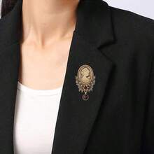 1件復古優雅女性頭像造型胸針 時尚服飾別針 女士高階飾品 - 咖色 - 查看 5