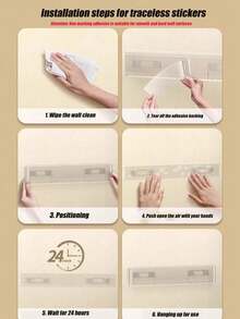 1pc Acrylic Wall-Mounted Bookshelf, Transparent Minimalist No-Drill Wall Hanging Magazine Rack - Transparent - View 8