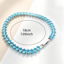 1件時尚經典 2.5mm 亮面立方鋯石網球手鍊，男女適用，適合日常配戴與送禮 - 海藍 - 查看 5