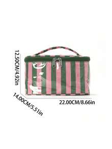 1pc Striped Portable Gift Storage Bag, Holiday Large Capacity Tote Bag, Storage Box, Essential Gift For Friends On Holidays Or Birthdays - Multicolor - View 3