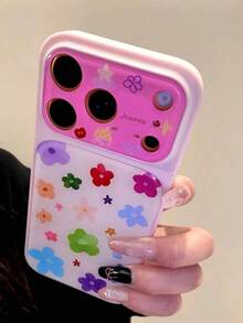 Cute Colorful Dopamine Flower Star Bow Phone Case, Instantly Transform Into 17 Series, Compatible With IPhone 17 Pro Max, 16, 15, 14 Pro Max, Artistic Large Window Shock-Proof Protective Cover - Pink - View 4