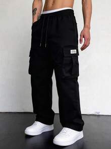Pantalones largos cómodos y transpirables para deportes de primavera/otoño para hombres - Negro - Ver 3