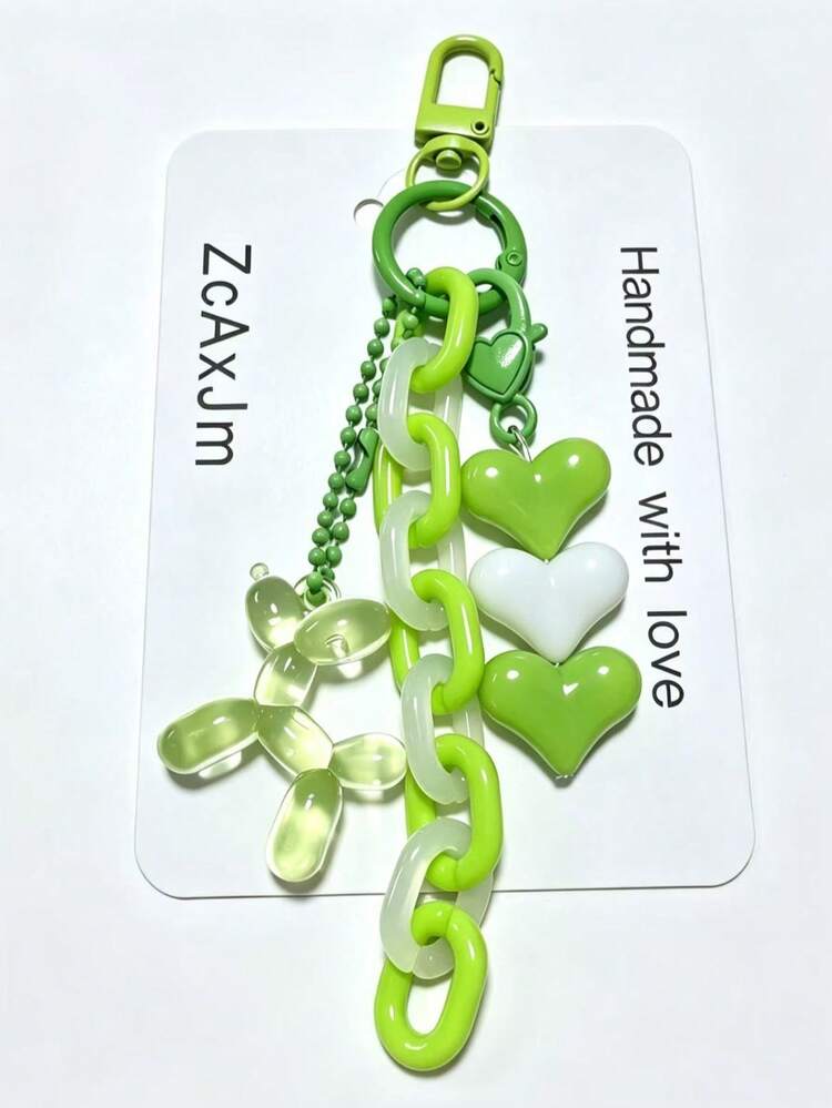 1pc Acrylic Heart Beaded Balloon Dog Car Key Chain Bag Pendant, Jelly Chain, Creative Puppy Charm - Multicolor - View 8