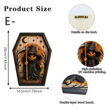 1/6pcs Vintage Coffin Shape Wooden Halloween Table Decor Black Cat Ghost Owl Skeleton Pumpkin Man Relief Plaque Farmhouse Wall Desktop Ornament For Halloween Party Home Shelf Decor Gift - Multicolor - View 17