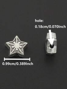 20/30pcs Star Pattern Spacer Beads Alloy Vintage Large Hole Beads Decorative Spacer Beads DIY Jewelry Making Bracelet, Bangle, Necklace, Pendant, Keychain Clothing Accessories And Craft Materials Holiday Gift Beads Set - Spacer Beads - View 10
