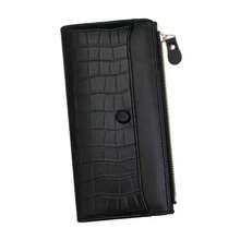 Women's Long Wallet, Crocodile Embossed Large Capacity Multifunctional Snap Button Purse, Zipper Multi-Card Slot Clutch - Multicolor - View 7