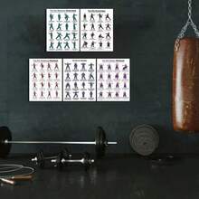 5-Piece Tai Chi Exercise Poster Set, Balance And Flexibility Training Charts, Seated Tai Chi And Walking Guide, Home Gym Wall Decor, Unframed Instructional Fitness Art Prints - 5-piece Set - View 5