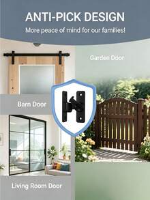 90/180 Degree Non-Perforated Flip Door Lock, Protective Sliding Door Lock With Installation Screws, Barn Sliding Door Deadbolt, Door Latch, Suitable For Barn, Garden, Bathroom, Cabinet, Window And Sliding Door Screwdriver Set - Multi-color - View 3