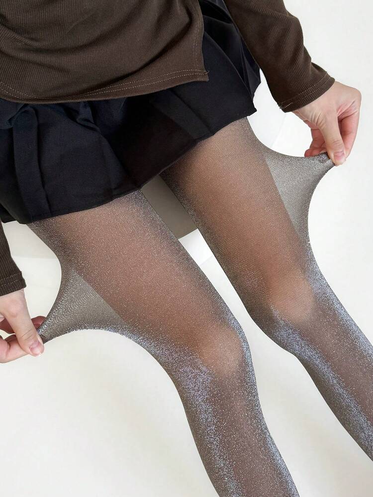 1 Pasang Celana Ketat Seksi Berkilau Perak dengan Benang Mutiara, Ringan, Lembut, Elastisitas Tinggi, Pas untuk Semua Musim, Cocok untuk Wanita - MultiWarna - View 15