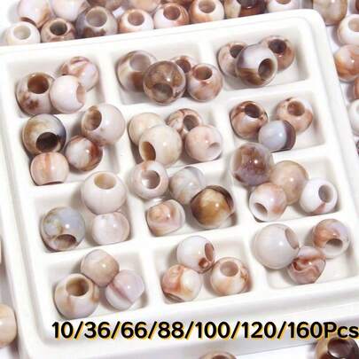10/36/66/88/100/120/160Pcs Ink Wash Tie Dye Large Hole Barrel Beads Straight Loose Beads DIY Handmade Bracelet Necklace Spacer Beads Accessories Vintage Earth Tone Glossy Beading Materials Random Styles