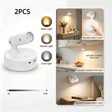 4件/2件/1件 無線充電磁吸壁燈，居家客廳床頭燈，免鑽孔安裝，可調光，適用於室內藝術品、油畫、植物照明，臥室、床頭櫃與玄關氛圍燈 (500mAh) - A-黑色 - 查看 18
