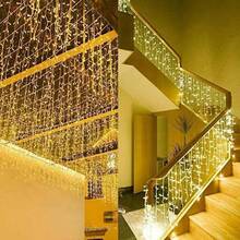 1pc 45/80/96/150LED Icicle String Lights, 8 Lighting Modes, AA Battery Powered, Wedding Garland Fairy Lights, Home Room Decor, Halloween Christmas Decoration - 8-mode AA Icicle Lights - View 7