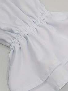Men's Solid Color Medieval Retro Style Lace-Up Long Sleeve Ruffle Top For Cocktail Party - White - View 6