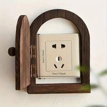 1pc Handmade Wooden Power Outlet Cover (Non-Electric), Covers And Decorates Outlets, Suitable For Living Room Walls, Bedroom Decor, Home Soft Furnishing, Applicable For Game Room, Hotel, B&B, Kitchen Outlet Decoration Protection Box - Brown - View 8