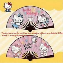 Sanrio Folding Fan 8-Inch Folding Fan KT Bamboo Folding Hand Fan Double-Sided Pattern, Essential For Cooling, Summer Favorite, Perfect Choice For Collection And Decoration - A - View 13