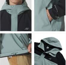 Skechers Men's Color-Block Hooded Outdoor Windbreaker Jacket - Olive Green - View 5